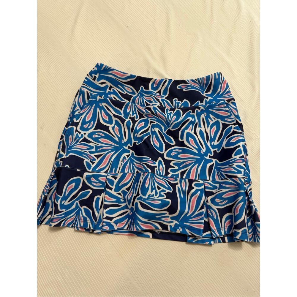 Katherine Way Blue Floral Skort Skirt Size XS
